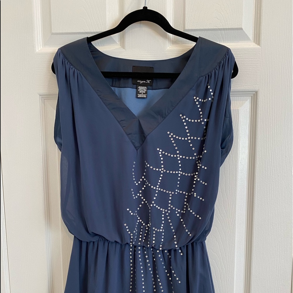 Mini dress with rhinestone detail.